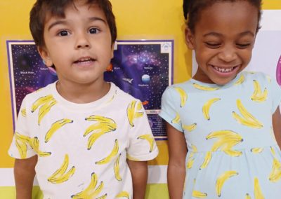 kids wearing banana shirts