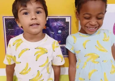 kids wearing banana shirts